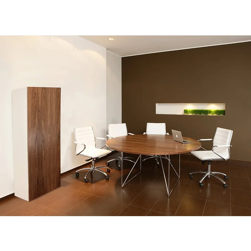 Conference table Narbutas Air, 1200 x 1200 x 740 mm, round top, walnut veneer, chrome metal