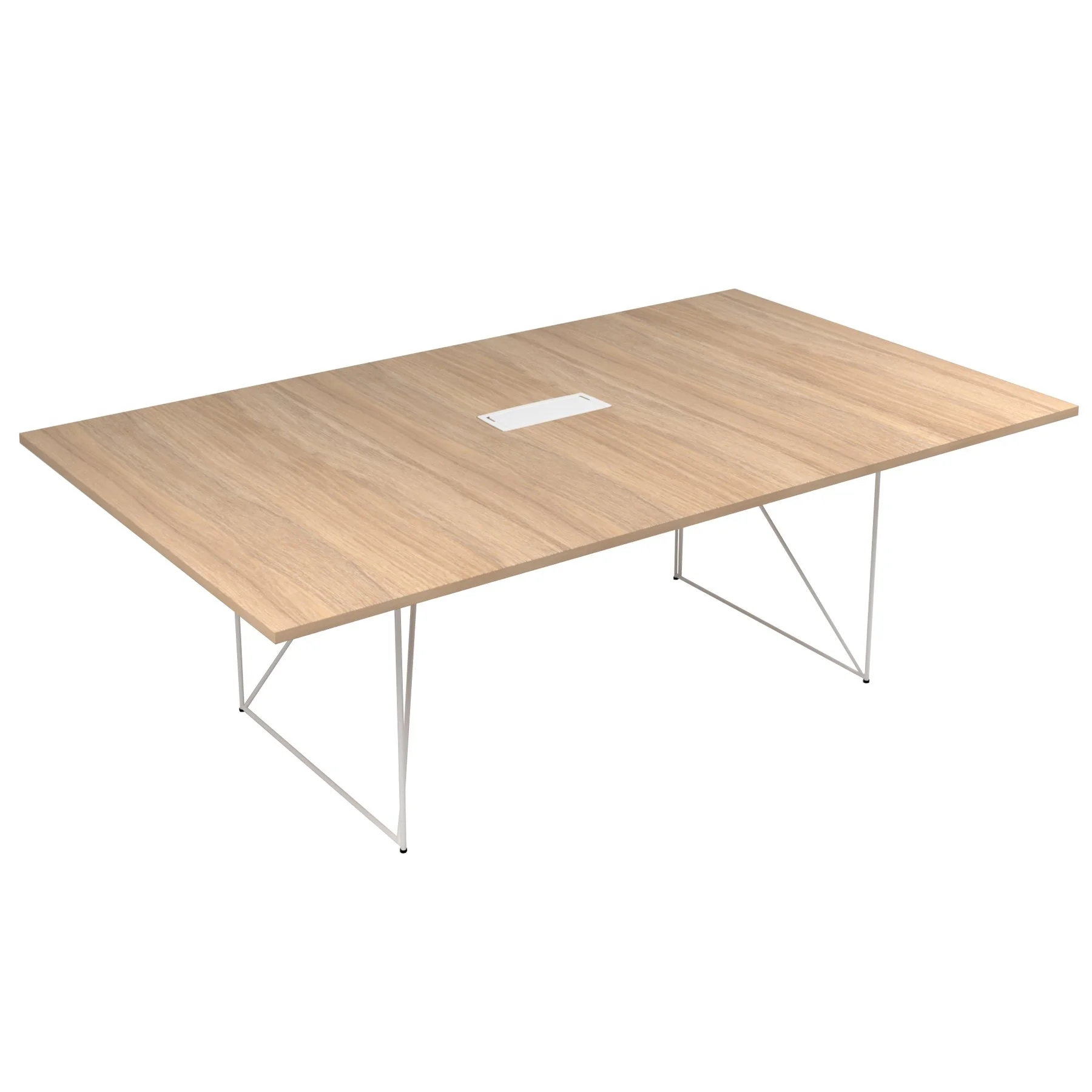 Conference table Narbutas Air, 2200 x 1300 x 740 mm, rectangular top, chipboard 25 mm, amber oak melamine, white metal