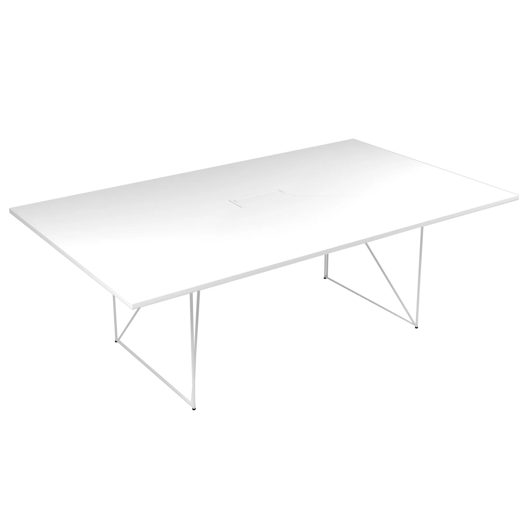 Conference table Narbutas Air, 2200 x 1300 x 740 mm, rectangular top, chipboard 25 mm, white melamine, white metal