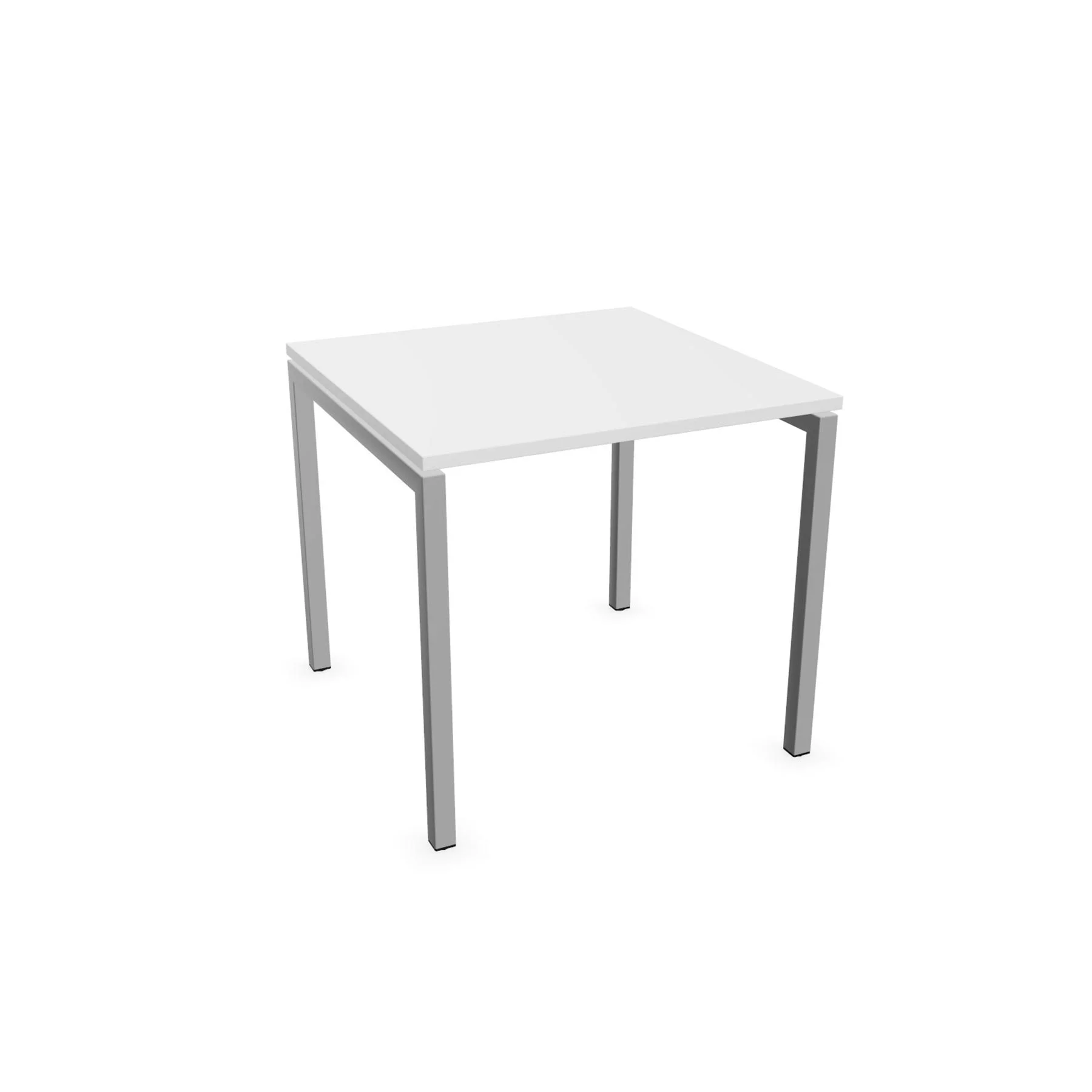 Conference table Narbutas Nova, 800 x 800 x 740 mm, square top, chipboard 25 mm, metal base, white melamine, grey metal, U-type leg
