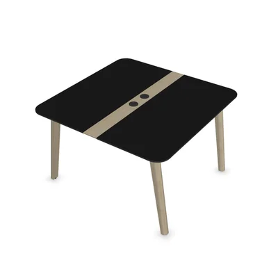 Conference table Narbutas Nova Wood, 1200 x 1200 x 740 mm, square top, MDF 26 mm, black HPL top, light ash legs