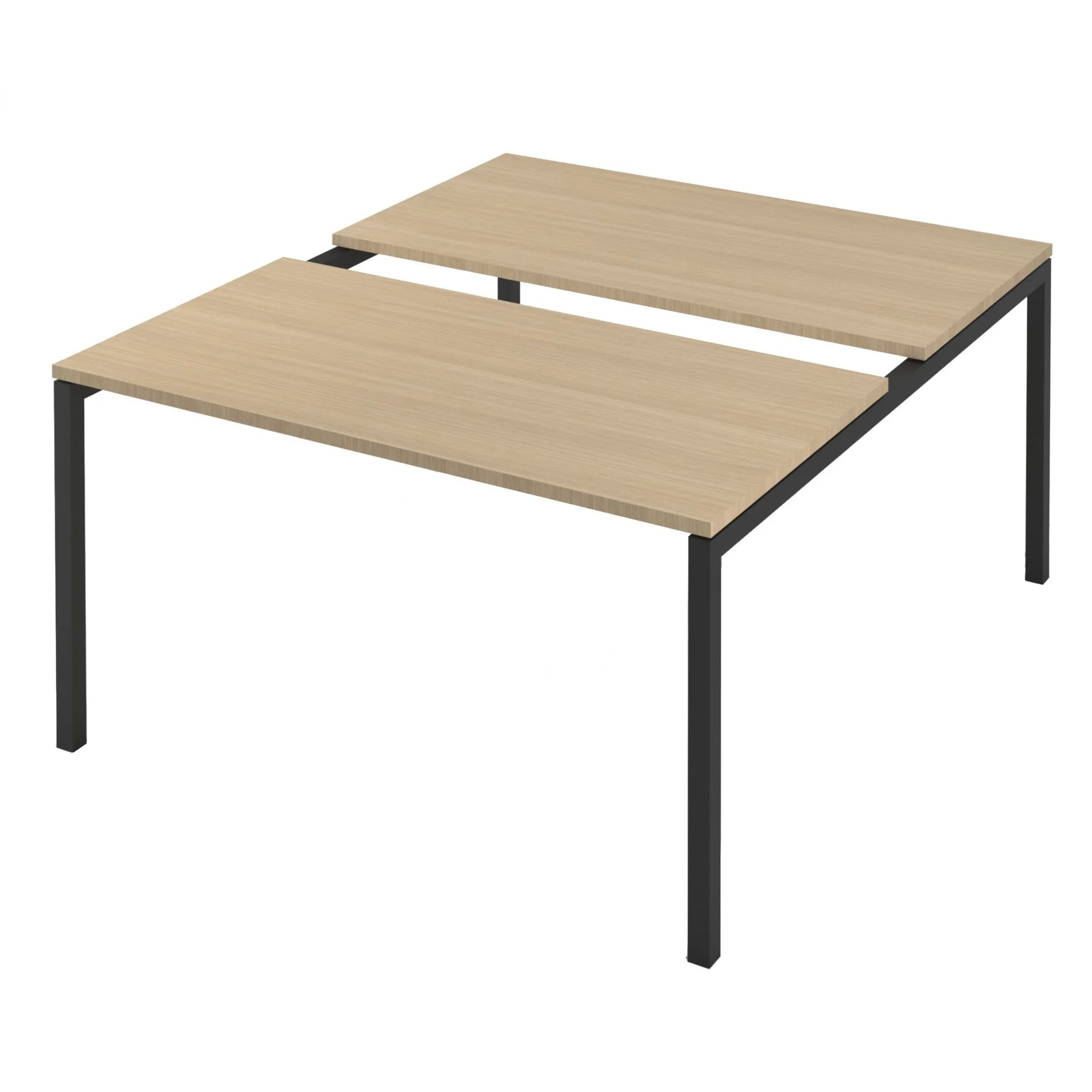 Conference table Narbutas Nova, 1400 x 1640 x 740 mm, rectangular top, chipboard 25 mm, bleached oak melamine, black metal, U-leg