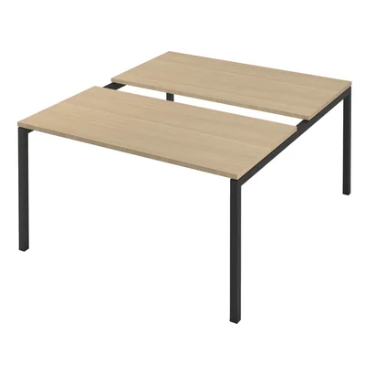 Conference table Narbutas Nova, 1400 x 1640 x 740 mm, rectangular top, chipboard 25 mm, bleached oak melamine, black metal, U-leg