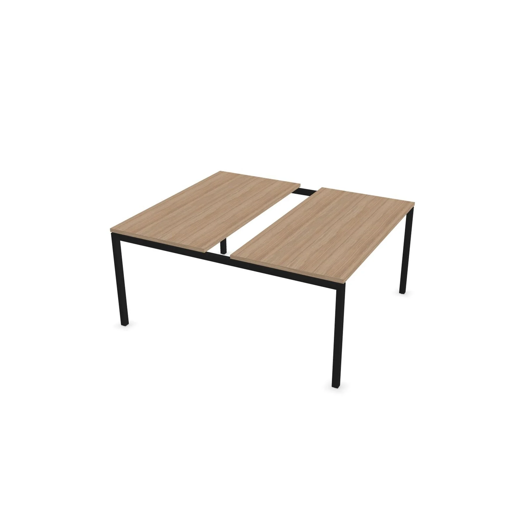 Conference table Narbutas Nova, 1400 x 1640 x 740 mm, rectangular top, chipboard 25 mm, amber oak melamine, black metal, U-leg