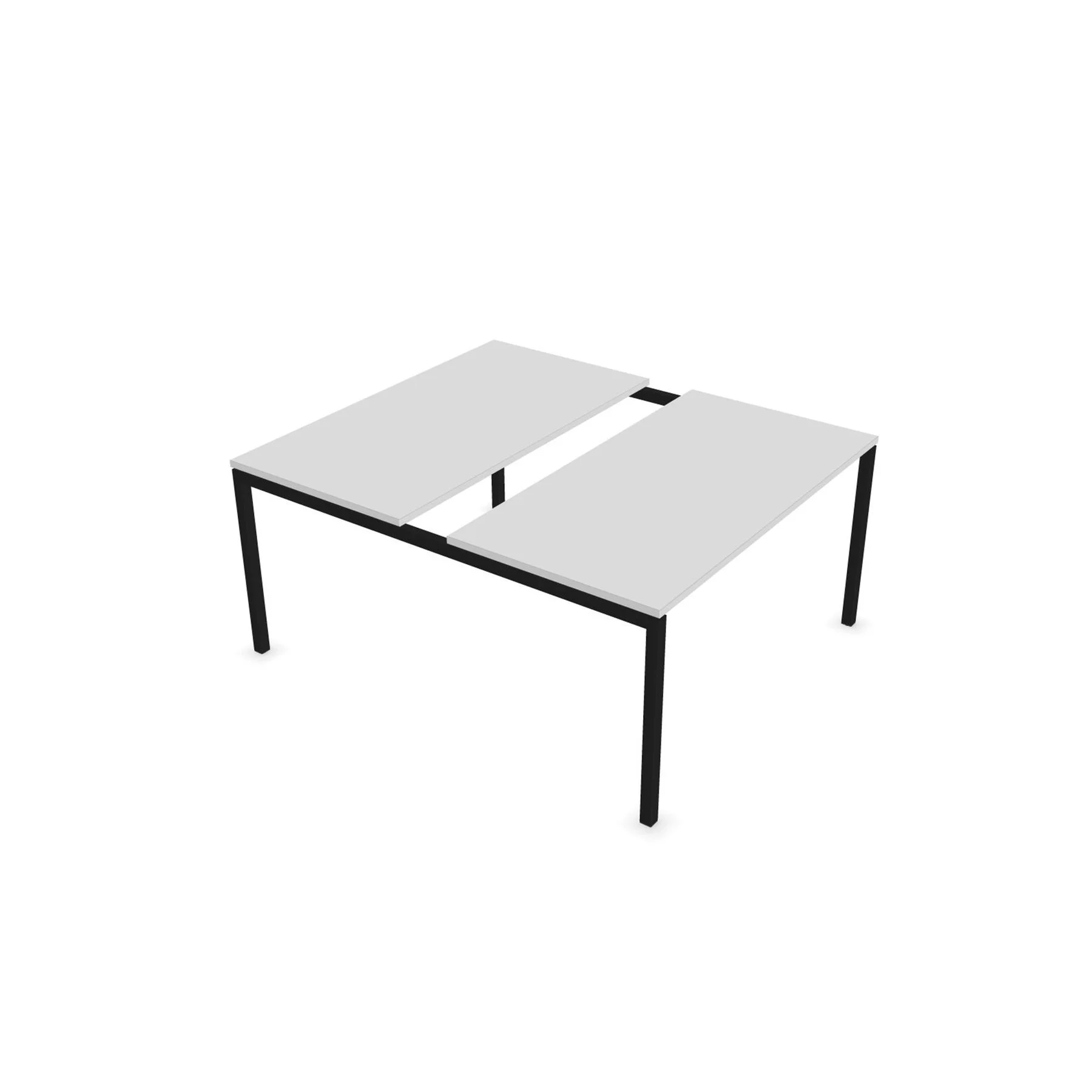 Conference table Narbutas Nova, 1400 x 1640 x 740 mm, rectangular top, chipboard 25 mm, white melamine, black metal, U-leg