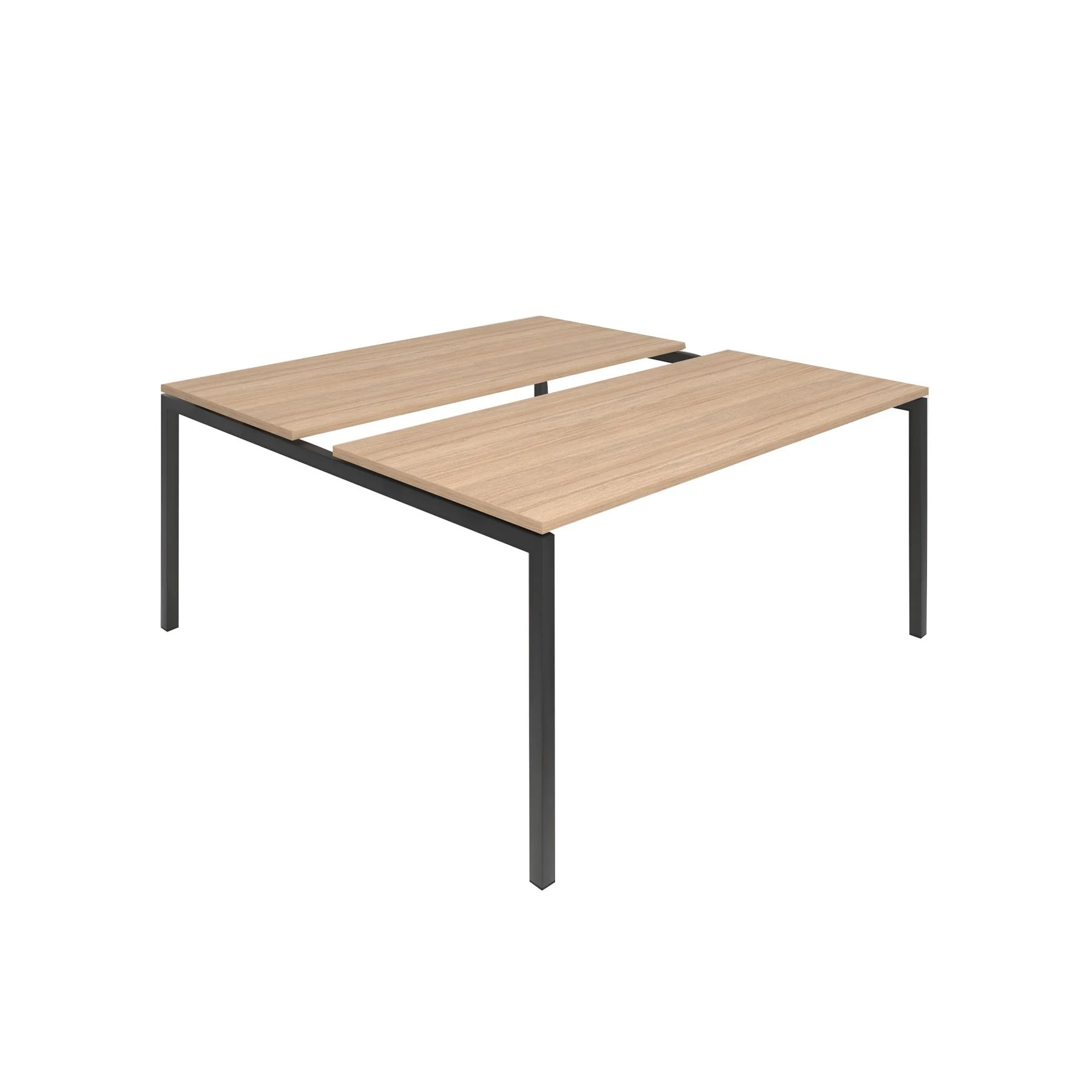 Conference table Narbutas Nova, 1600 x 1640 x 740 mm, rectangular top, chipboard 25 mm, amber oak melamine, black metal, U-leg