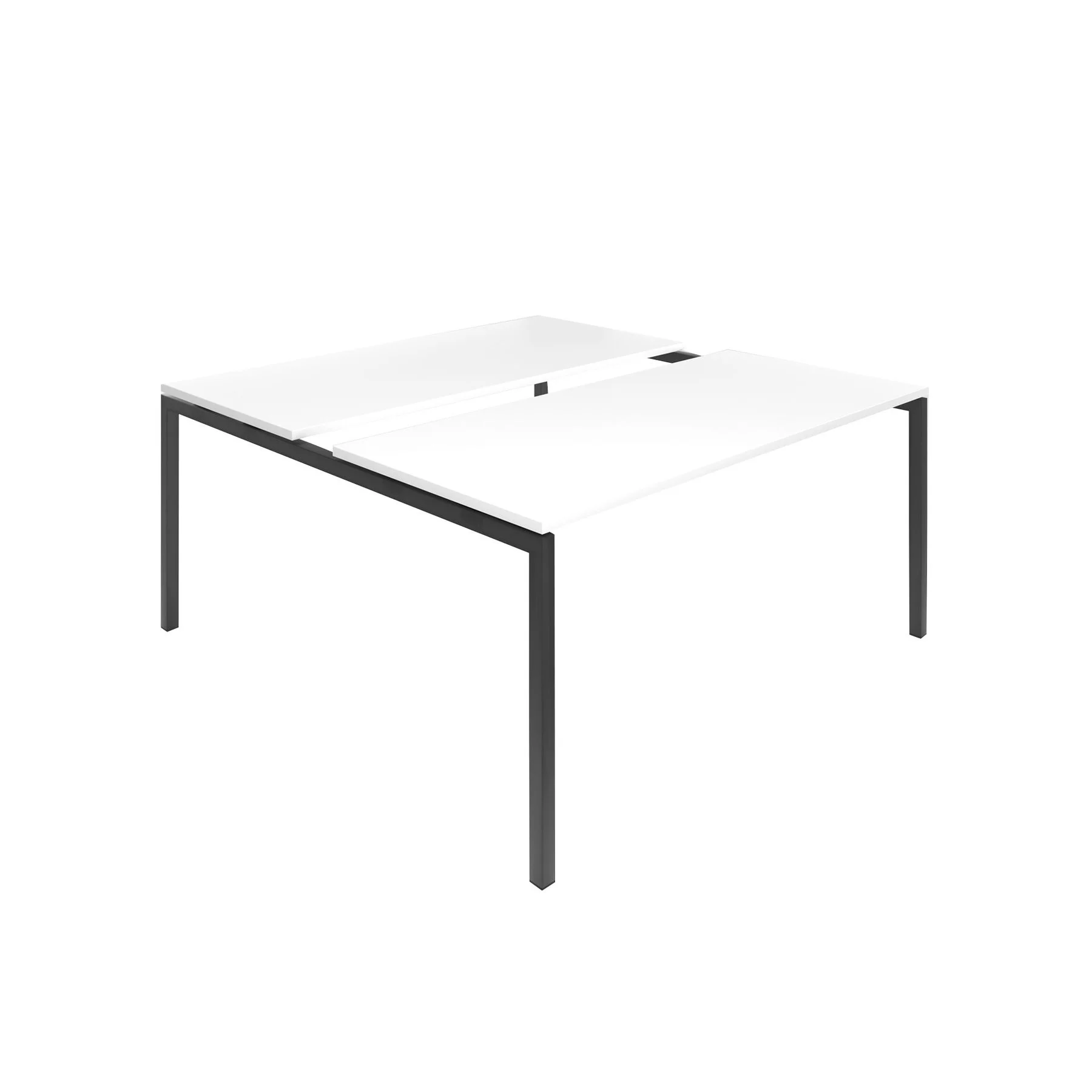 Conference table Narbutas Nova, 1600 x 1640 x 740 mm, rectangular top, chipboard 25 mm, white melamine, black metal, U-leg