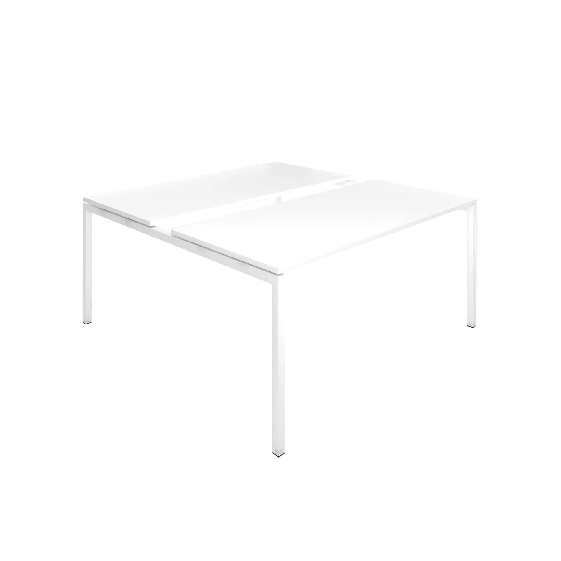 Conference table Narbutas Nova, 1600 x 1640 x 740 mm, rectangular top, chipboard 25 mm, white melamine, white metal, U-leg