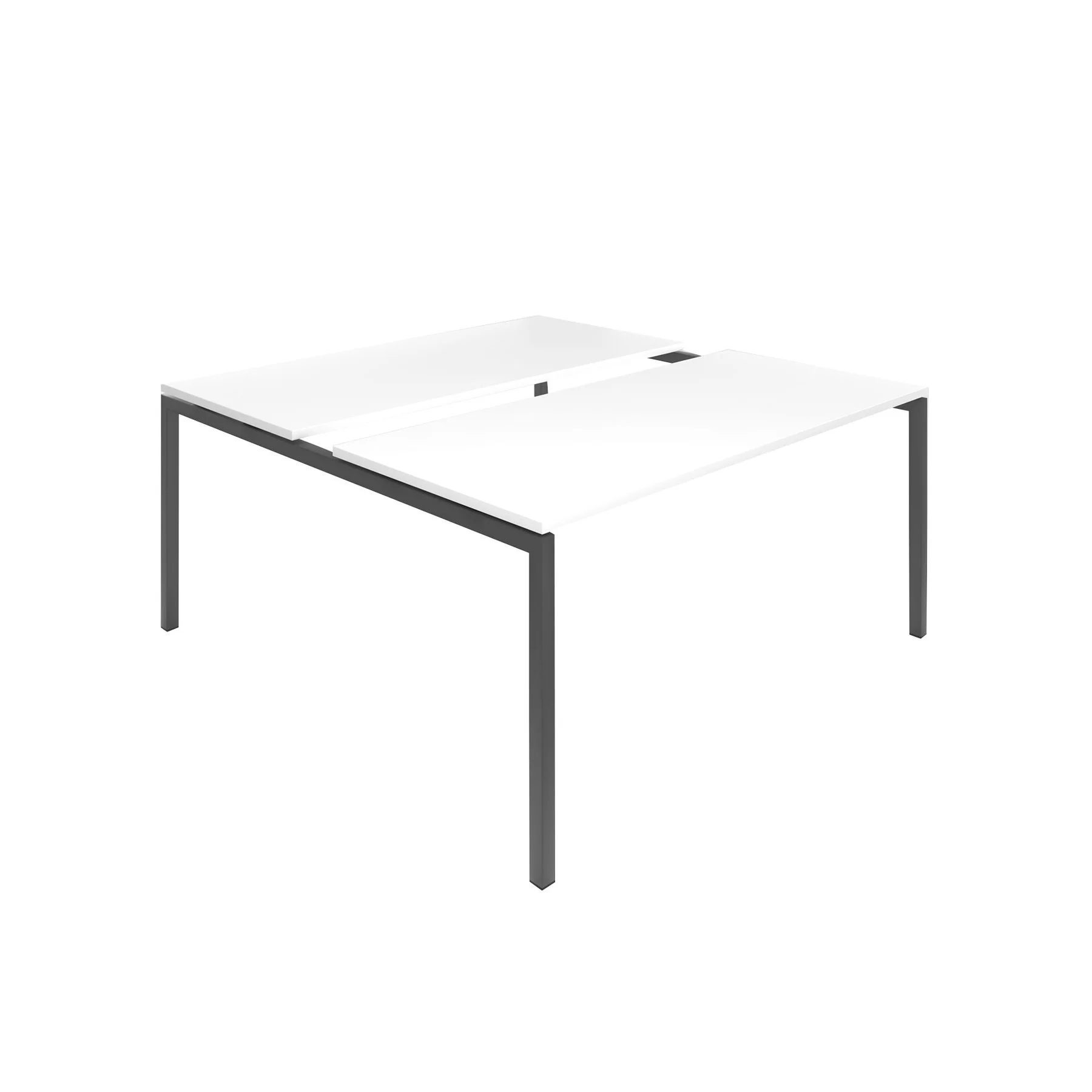 Conference table Narbutas Nova, 1600 x 1640 x 740 mm, rectangular top, chipboard 25 mm, white melamine, dark gray metal, U-leg