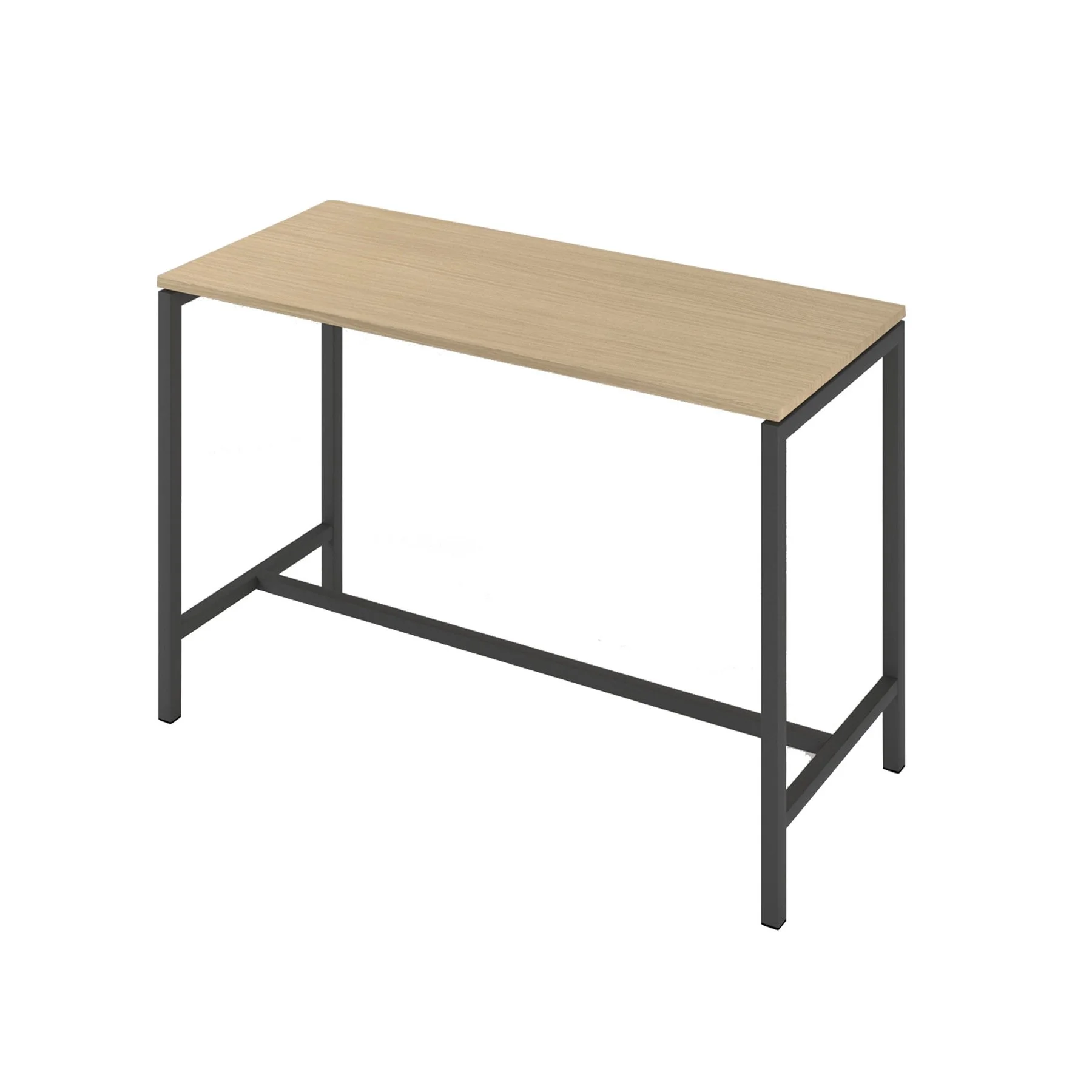 High table Narbutas Nova, 1600 x 700 x 1050 mm, chipboard 25 mm, bleached oak melamine, dark gray metal