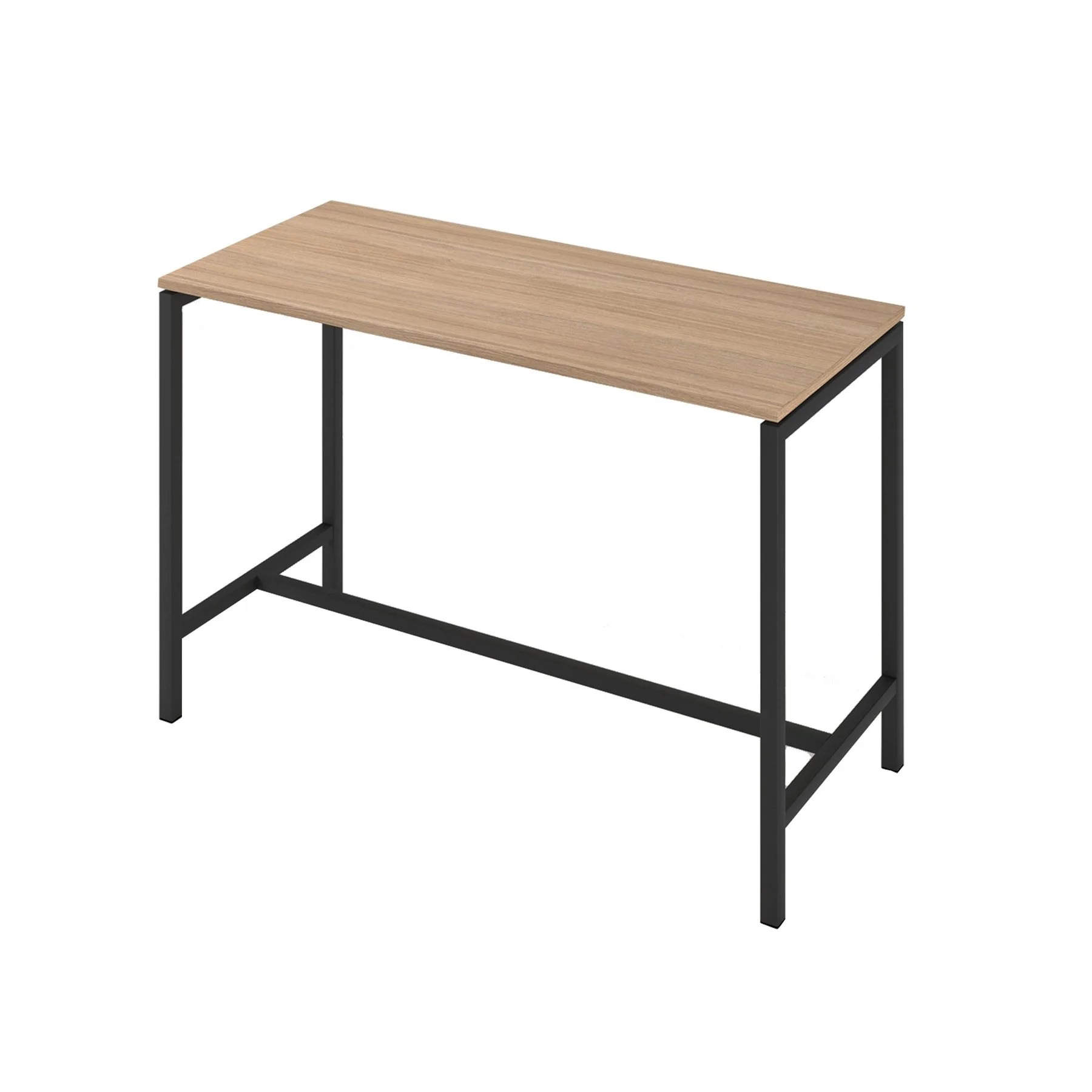High table Narbutas Nova, 1600 x 700 x 1050 mm, rectangular top, chipboard 25 mm, amber oak melamine, black metal