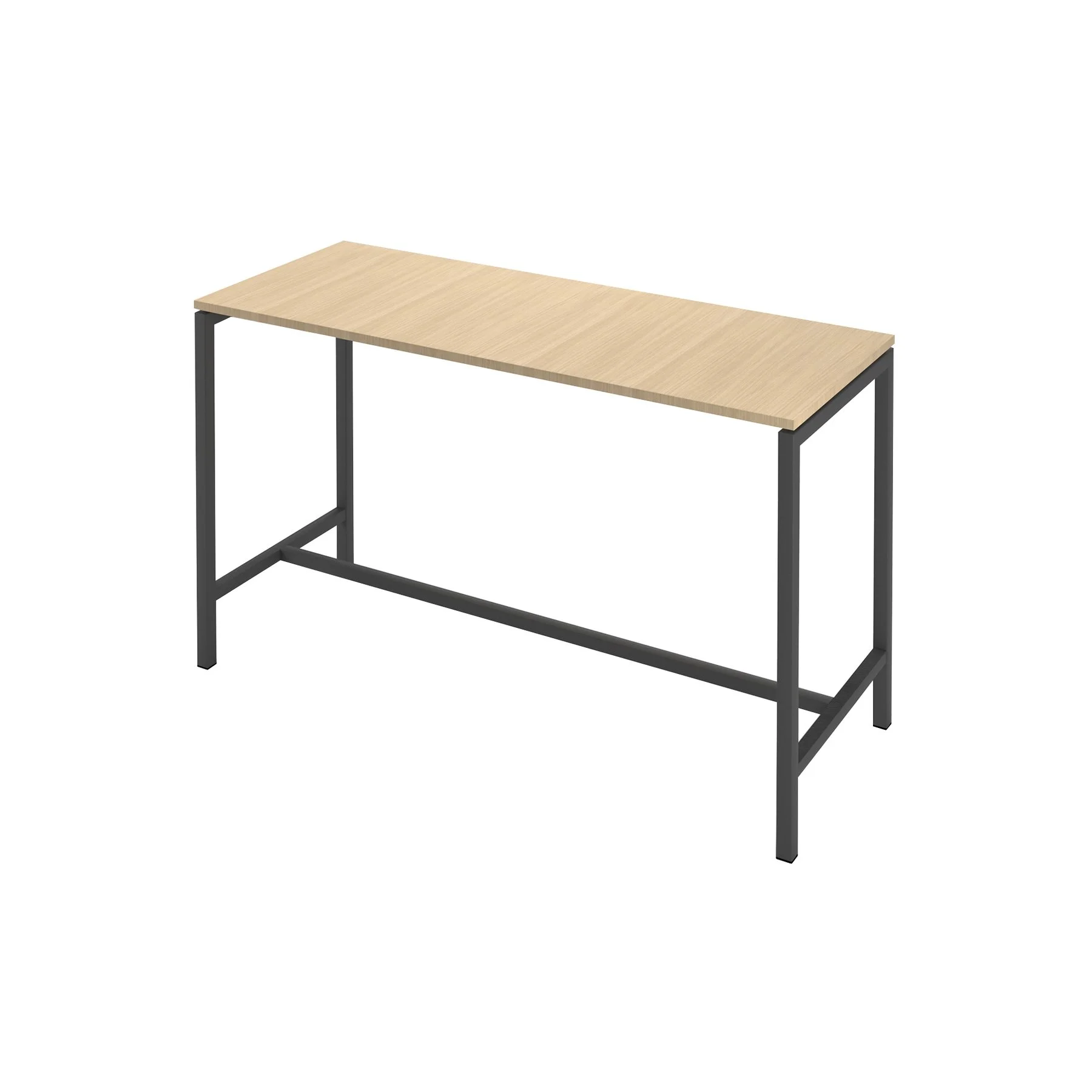 High table Narbutas Nova, 1800 x 700 x 1050 mm, chipboard 25 mm, bleached oak melamine, dark gray metal