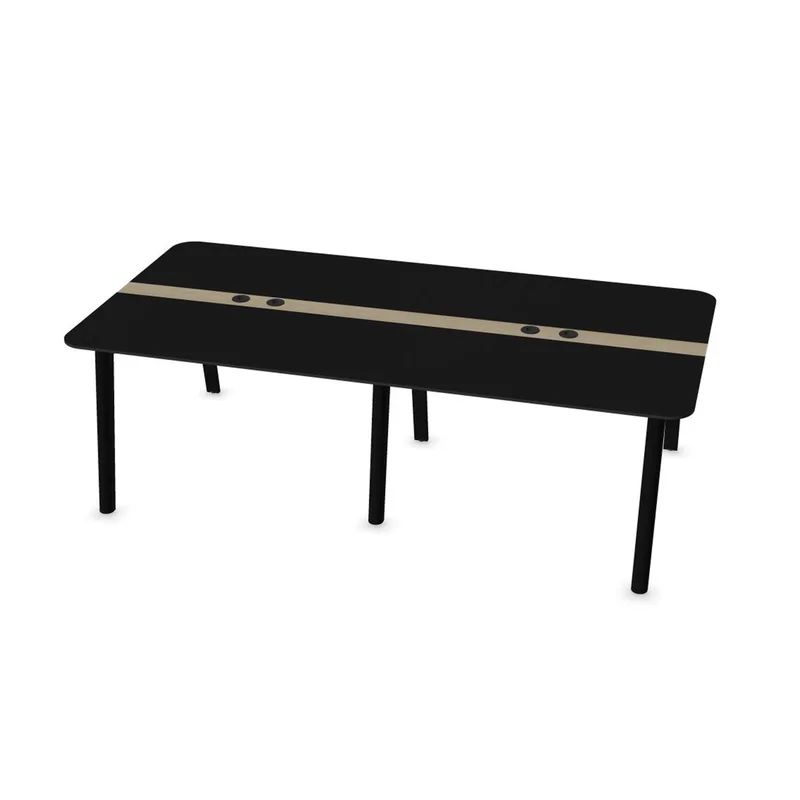Conference table Narbutas Nova Wood, 2400 x 1200 x 740 mm, rectangular top, MDF 26 mm, HPL black top, black wooden legs