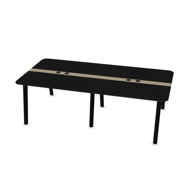 Conference table Narbutas Nova Wood, 2400 x 1200 x 740 mm, rectangular top, MDF 26 mm, HPL black top, black wooden legs
