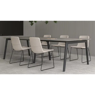 Conference table Narbutas Nova Wood, 2400 x 1200 x 740 mm, rectangular top, MDF 26 mm, HPL black top, black wooden legs