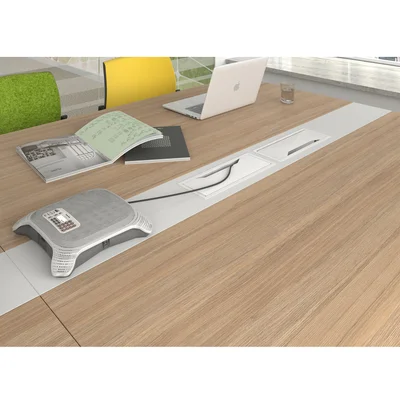 Conference table Narbutas Nova, 3200 x 1640 x 740 mm, rectangular top, chipboard 25 mm, bleached oak melamine, black metal, U-shaped leg