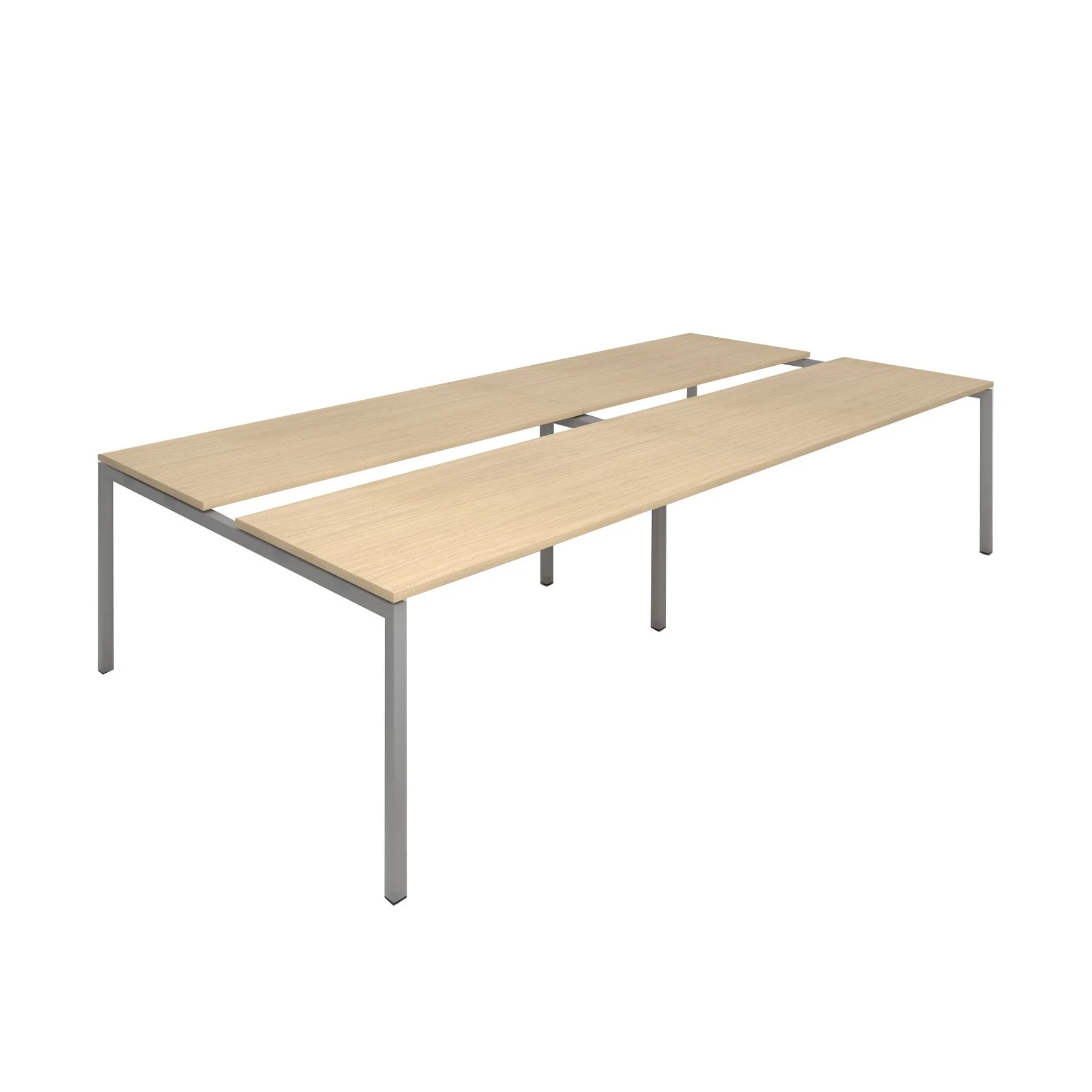 Conference table Narbutas Nova, 3200 x 1640 x 740 mm, rectangular top, chipboard 25 mm, bleached oak melamine, grey metal, U-shaped leg
