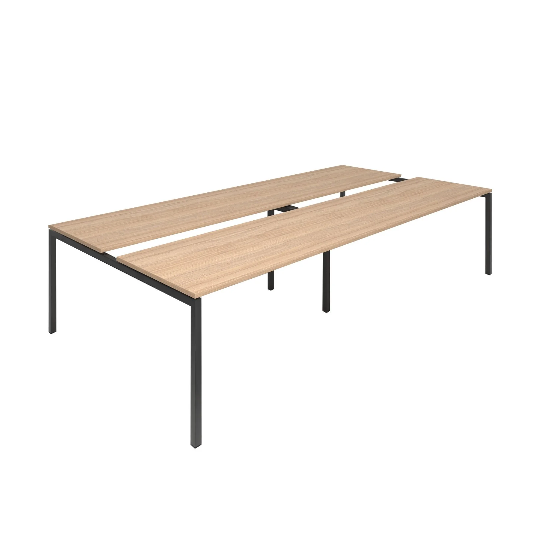 Conference table Narbutas Nova, 3200 x 1640 x 740 mm, rectangular top, chipboard 25 mm, amber oak melamine, black metal, U-shaped leg