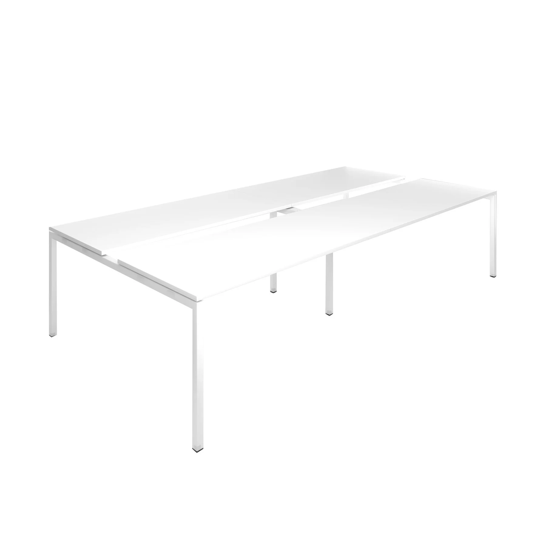 Conference table Narbutas Nova, 3200 x 1640 x 740 mm, rectangular top, chipboard 25 mm, white melamine, white metal, U-shaped leg