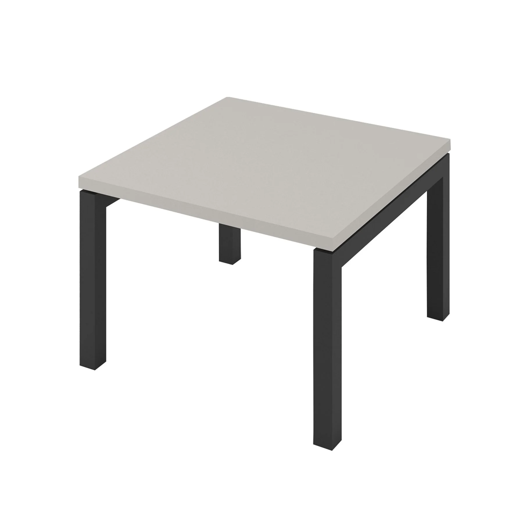 Low table Narbutas Nova, 600 x 600 x 400 mm, square top, chipboard, pearl grey melamine, black metal, U-shaped leg