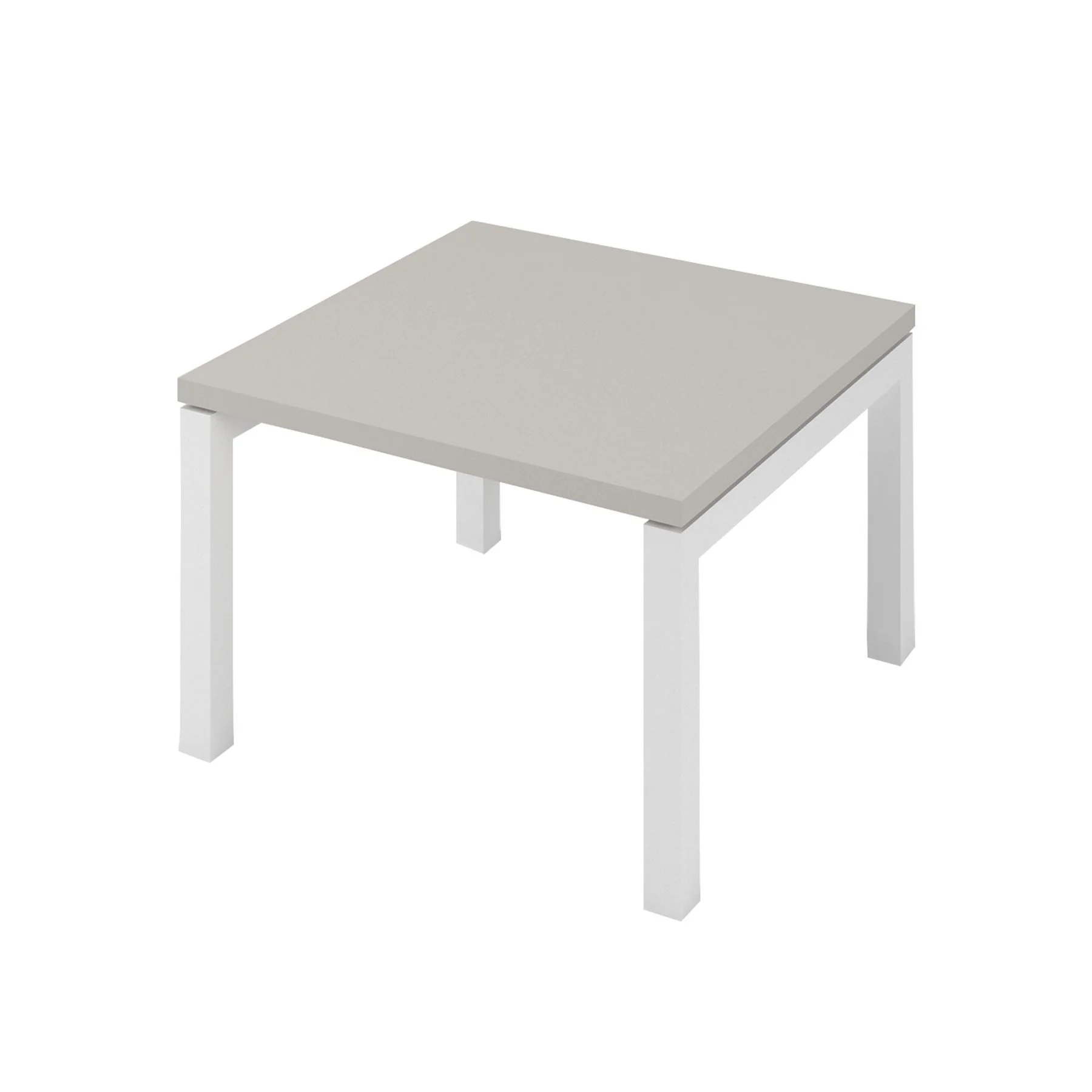 Low table Narbutas Nova, 600 x 600 x 400 mm, square top, chipboard, pearl grey melamine, white metal, U-shaped leg