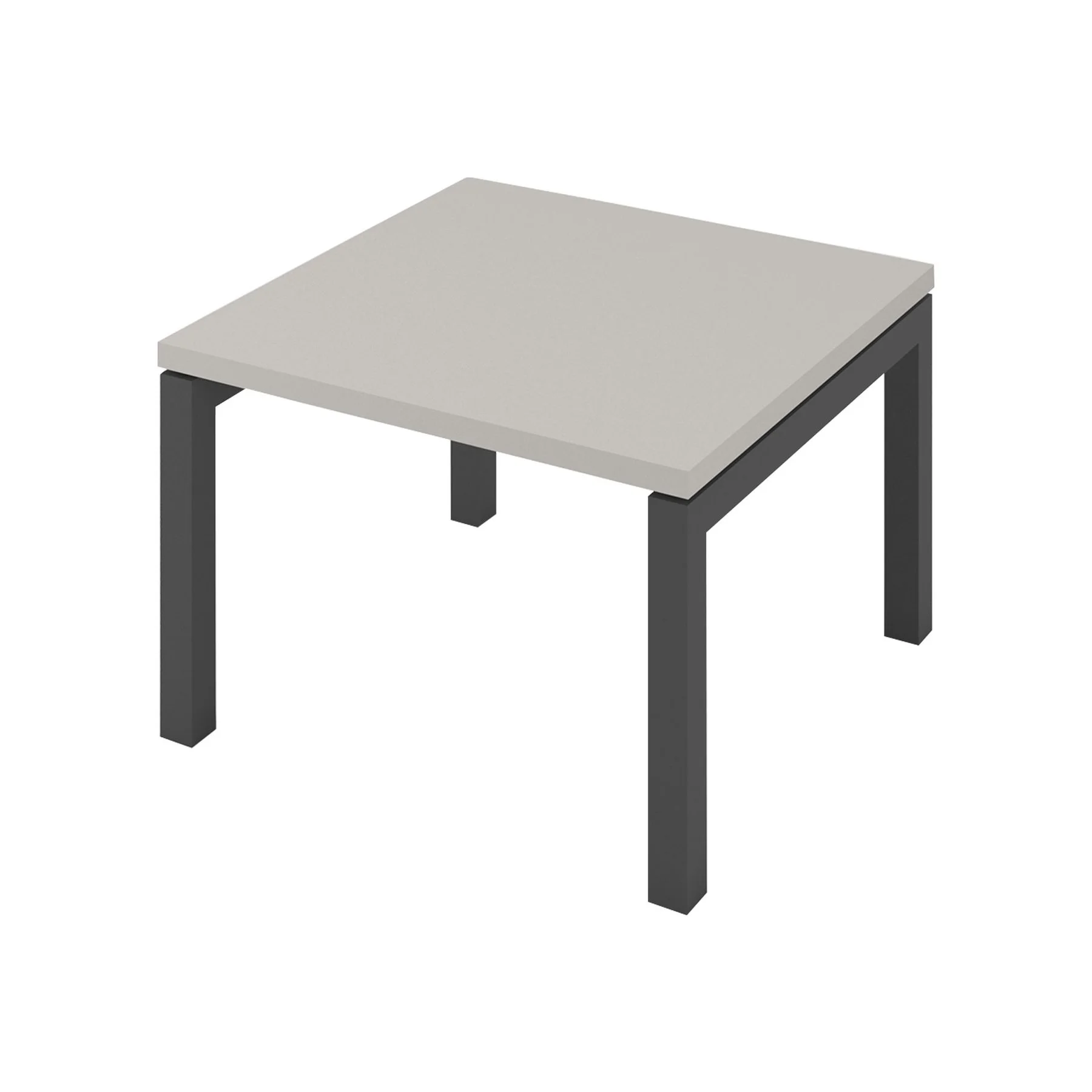 Low table Narbutas Nova, 600 x 600 x 400 mm, square top, chipboard, pearl grey melamine, dark grey metal, U-shaped leg