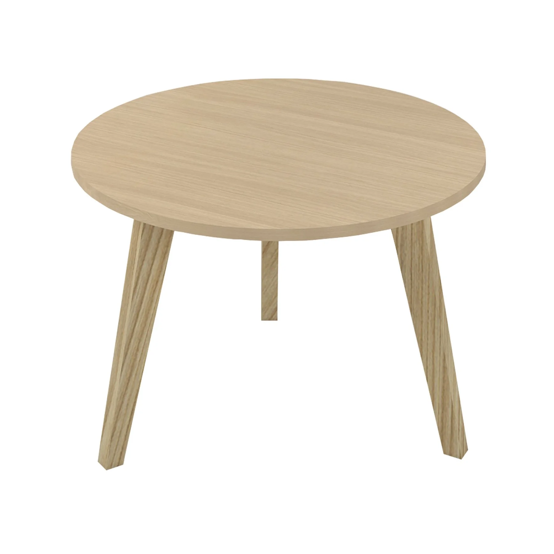 Low table Narbutas Nova Wood, 700 x 700 x 480 mm, round top, chipboard, bleached oak melamine, wooden legs