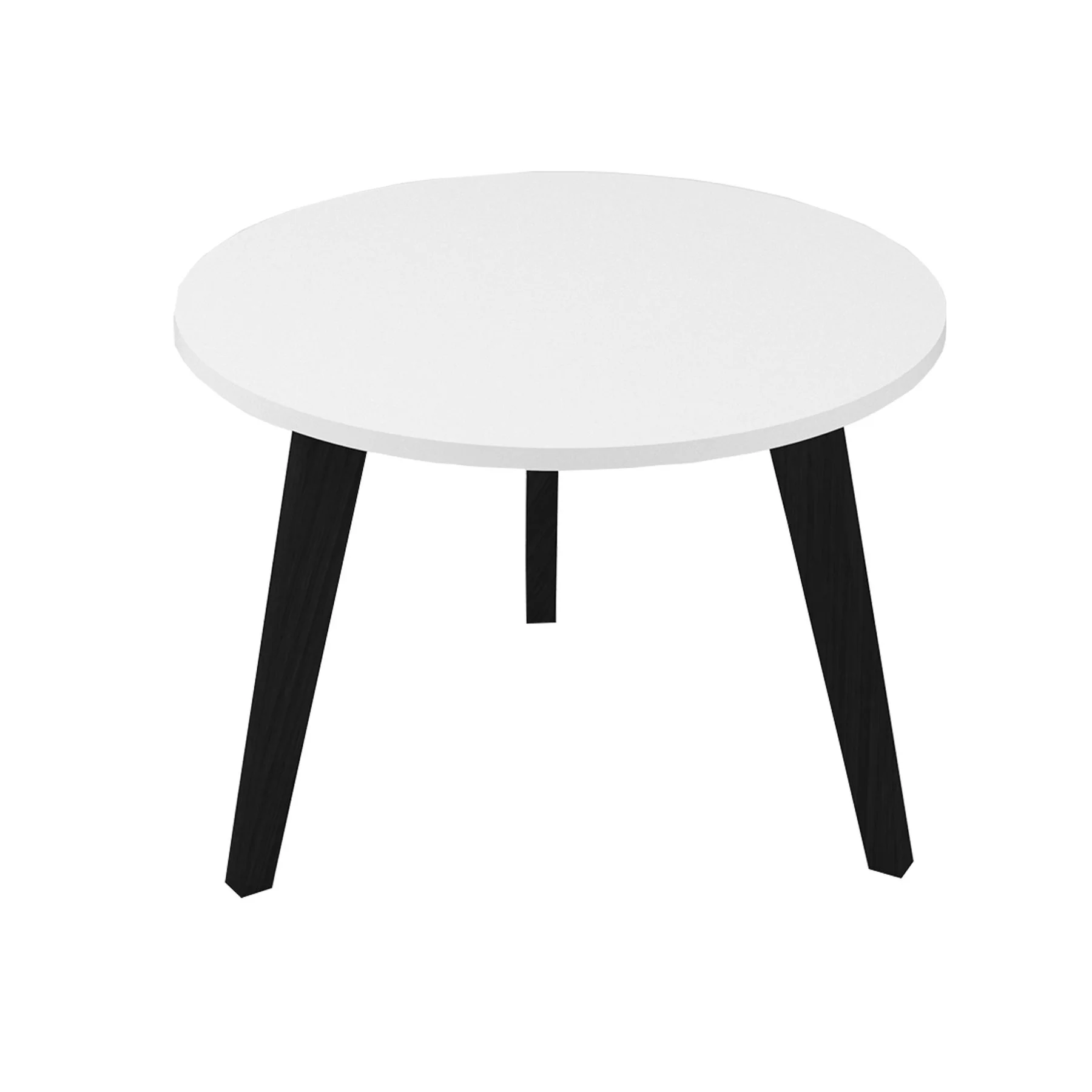 Low table Narbutas Nova Wood, 700 x 700 x 480 mm, round top, chipboard, white melamine, black wooden legs