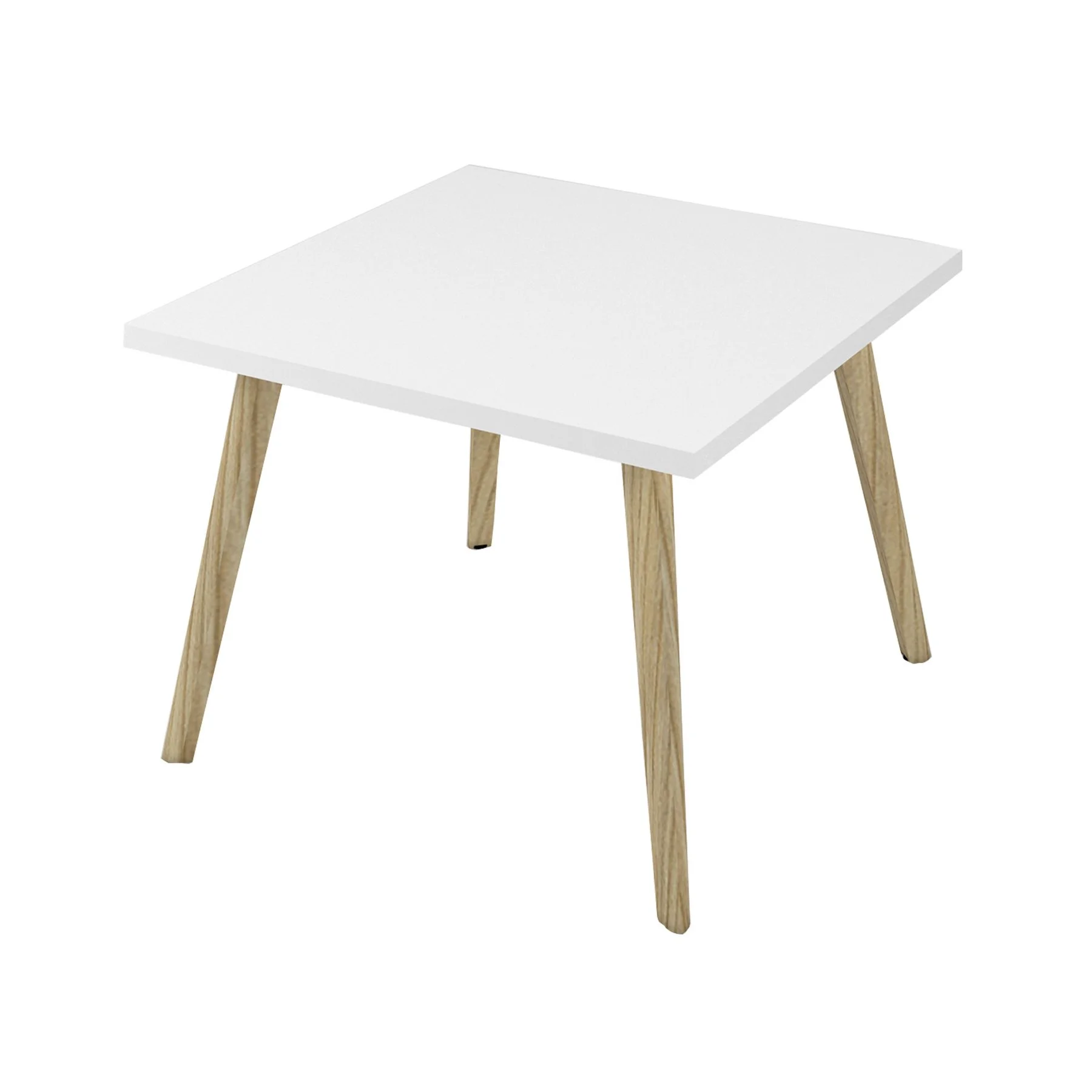 Low table Narbutas Nova Wood, 700 x 700 x 480 mm, square top, chipboard, square, white melamine, wooden legs