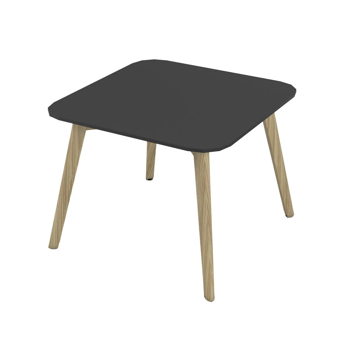 Low table Narbutas Nova Wood, 700 x 700 x 480 mm, square top, MDF 26 mm, HPL black top, wooden legs