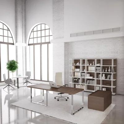 Conference table Narbutas Plana, 1200 x 1200 x 750 mm, round top, oak veneer, white metal