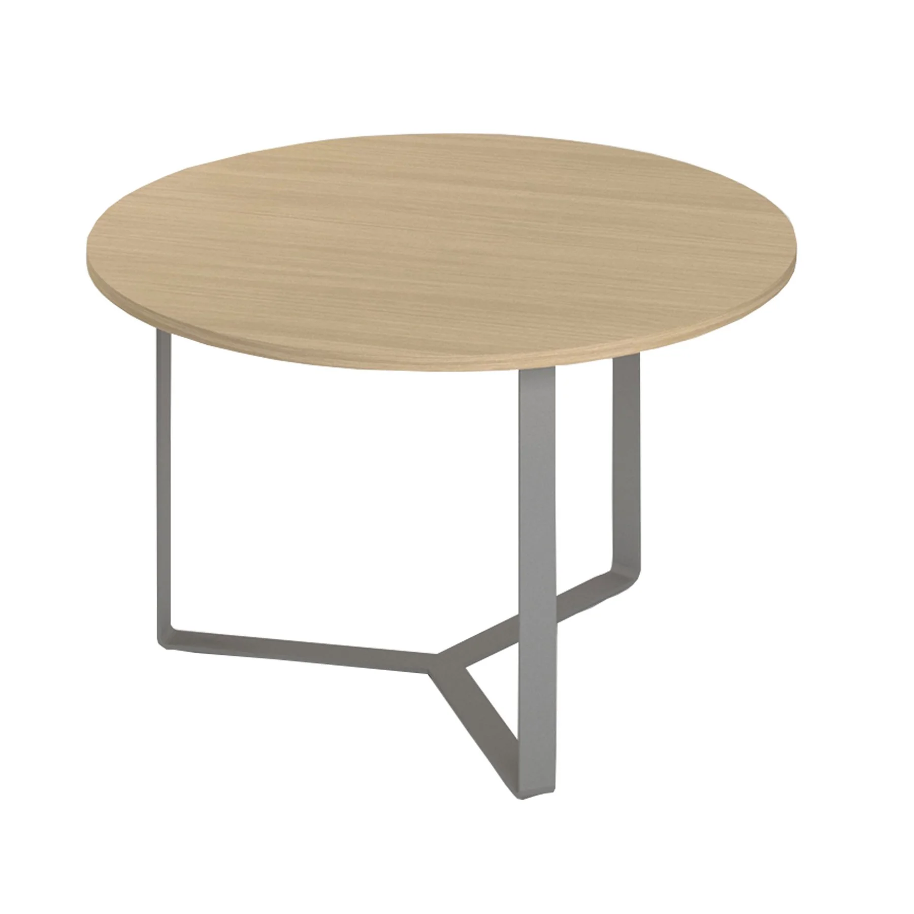 Conference table Narbutas Plana, 1200 x 1200 x 750 mm, round top, chipboard 36 mm, bleached oak melamine, grey metal