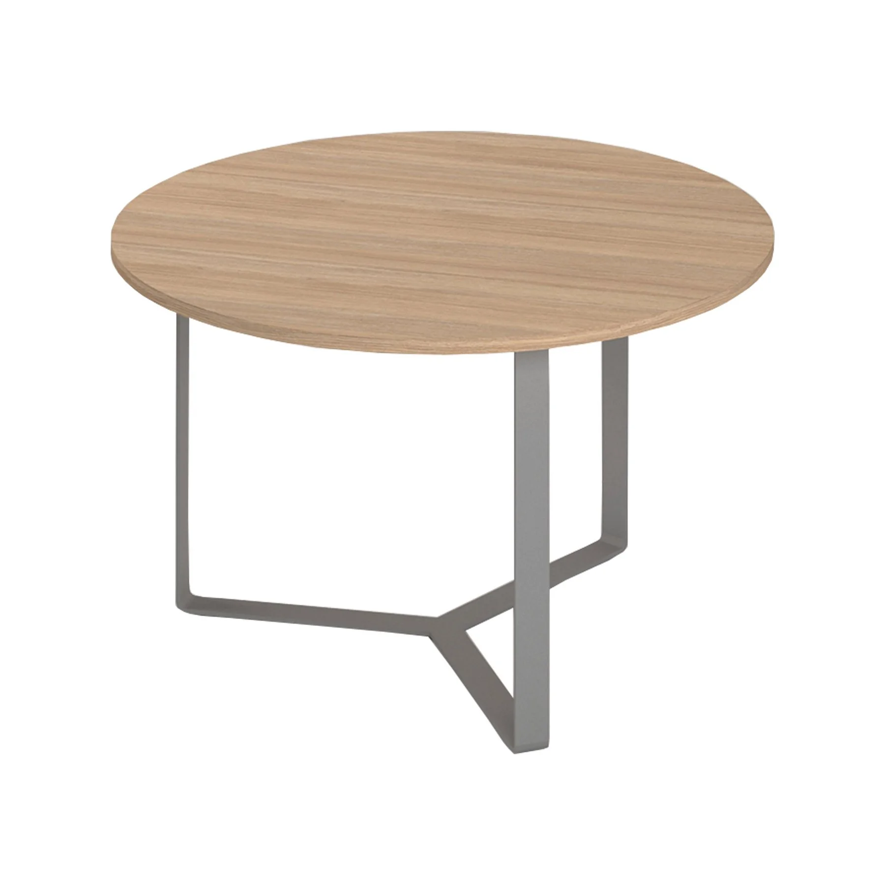 Conference table Narbutas Plana, 1200 x 1200 x 750 mm, round top, chipboard 36 mm, amber oak melamine, grey metal