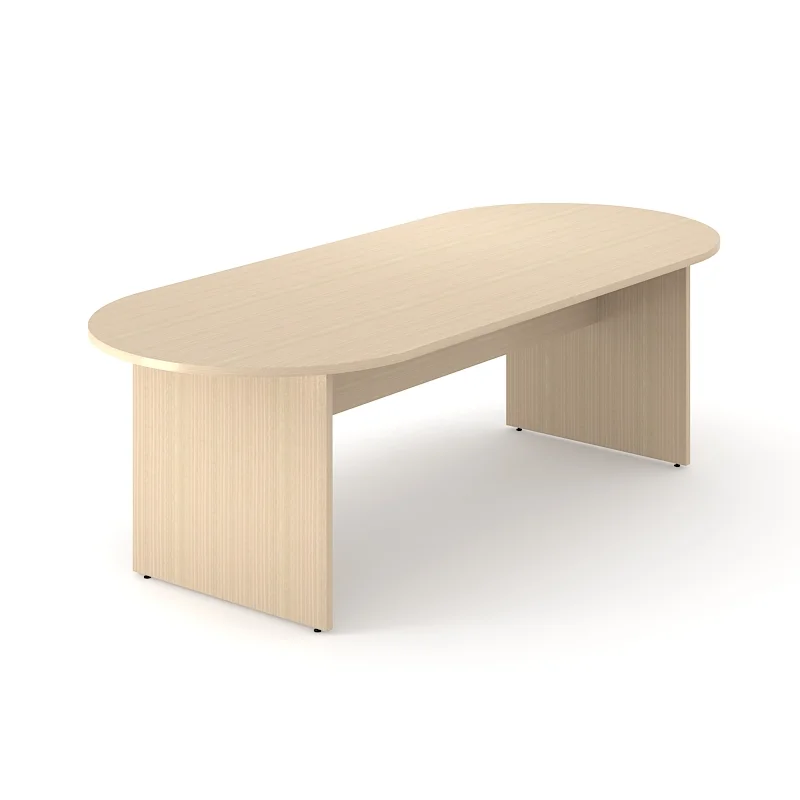 Meeting table Narbutas Optima, 2400 x 1000 x 720 mm, 25 mm particleboard, oval top, melamine bleached oak