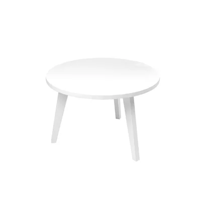Low table Narbutas Amber, 700 x 700 x 450 mm, round top, particleboard, white melamine, white enamel lacquer