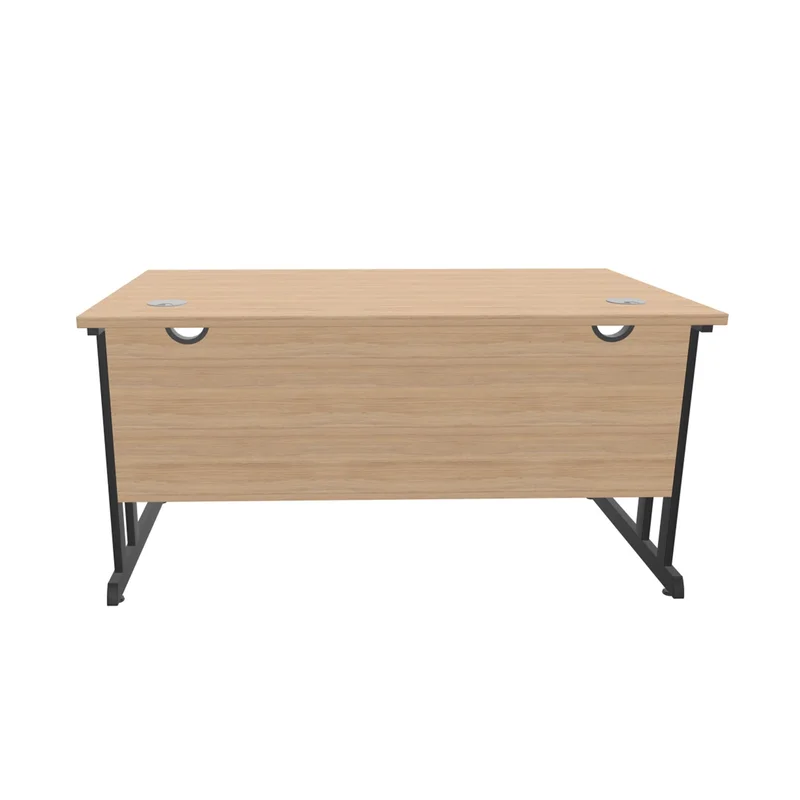 Narbutas Optima C Desk, 1400 x 800 x 720 mm, 25 mm Chipboard, Bleached Oak, Black Metal Legs