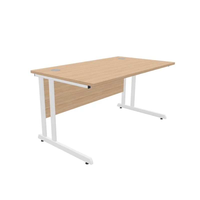 Бюро Narbutas Optima C, 1400 x 800, 720 mm, ПДЧ 25 mm, избелен дъб, бели метални крака