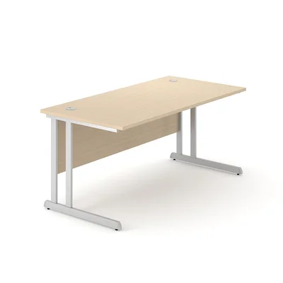 Desk Narbutas Optima C, 1400 x 800 x 720 mm, 25 mm particleboard, metal legs, melamine bleached oak