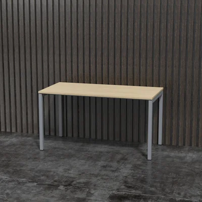 Desk Narbutas Nova U, 1400 x 700 x 740 mm, melamine bleached oak, grey metal, U-leg