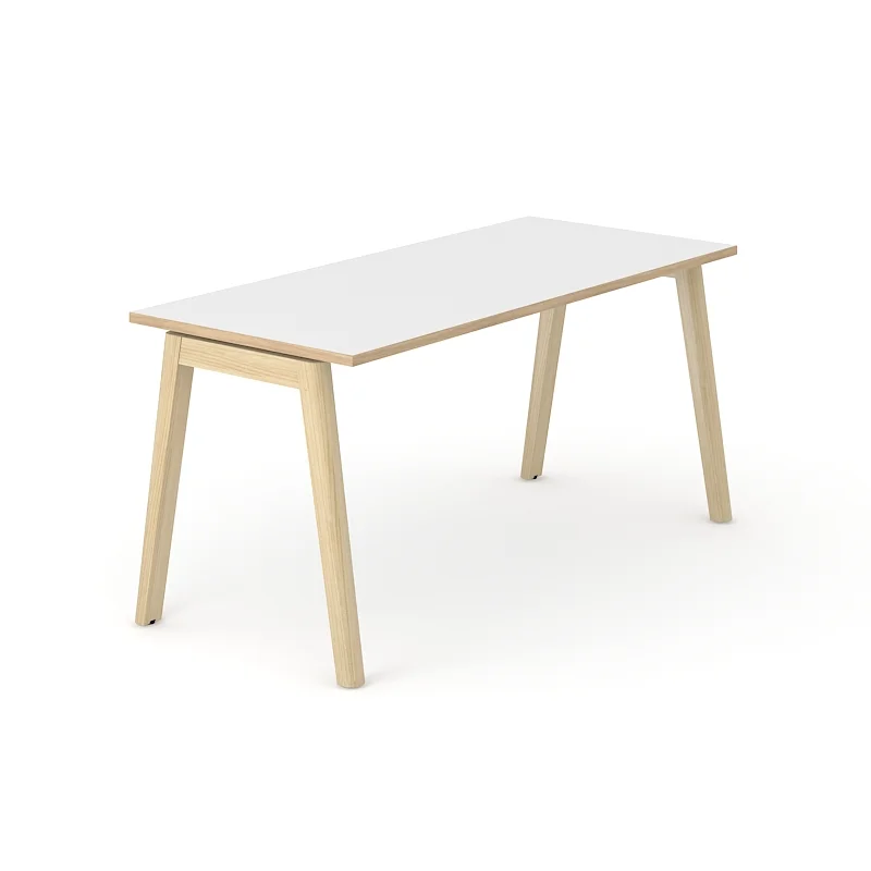 Desk Narbutas Nova Wood, 1400 x 700 x 740 mm, 25 mm particleboard, white melamine, light ash legs