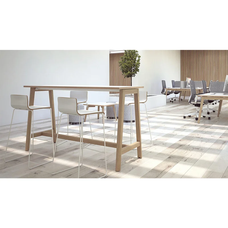 Desk Narbutas Nova Wood, 1400 x 700 x 740 mm, 25 mm particleboard, white melamine, light ash legs