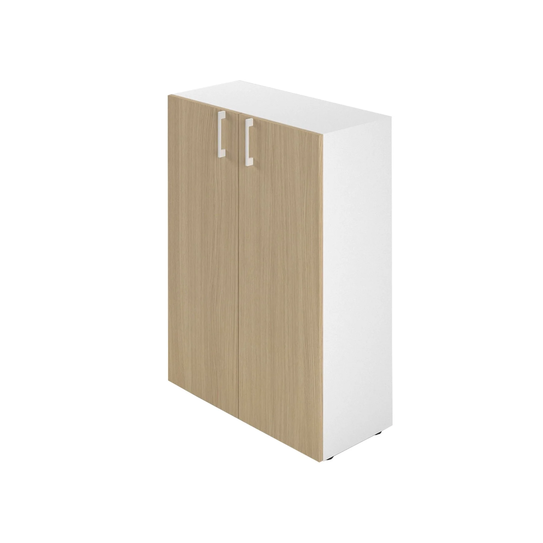 Cabinet Narbutas Nova Basic, 800 x 360 x 1092 mm, particleboard, melamine bleached oak, white metal, white handle