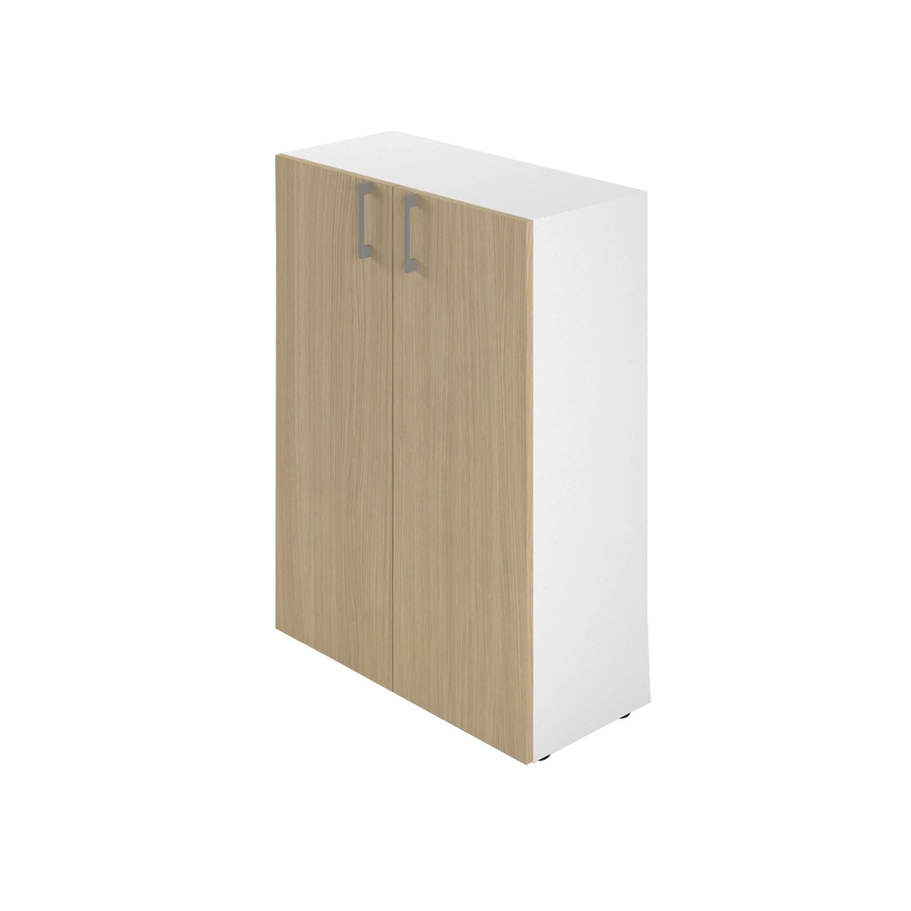 Cabinet Narbutas Nova Basic, 800 x 360 x 1092 mm, particleboard, melamine bleached oak, white metal, grey handle