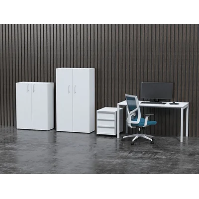 Shelf Narbutas Nova Basic, 800 x 360 x 1092 mm, particleboard 18 mm, white melamine, white rectangular handle