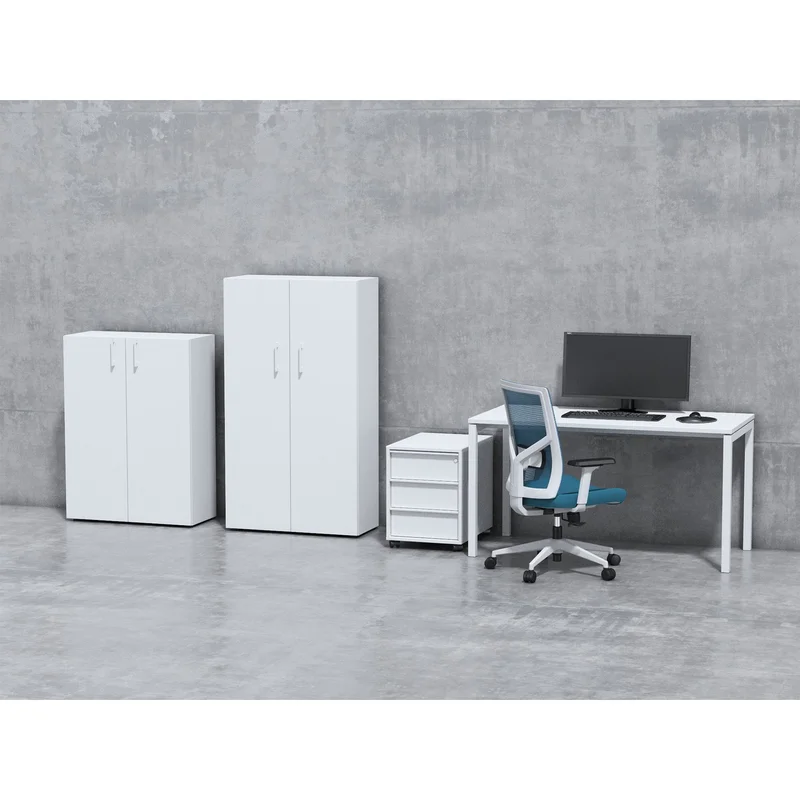 Shelf Narbutas Nova Basic, 800 x 360 x 1092 mm, particleboard 18 mm, white melamine, white rectangular handle