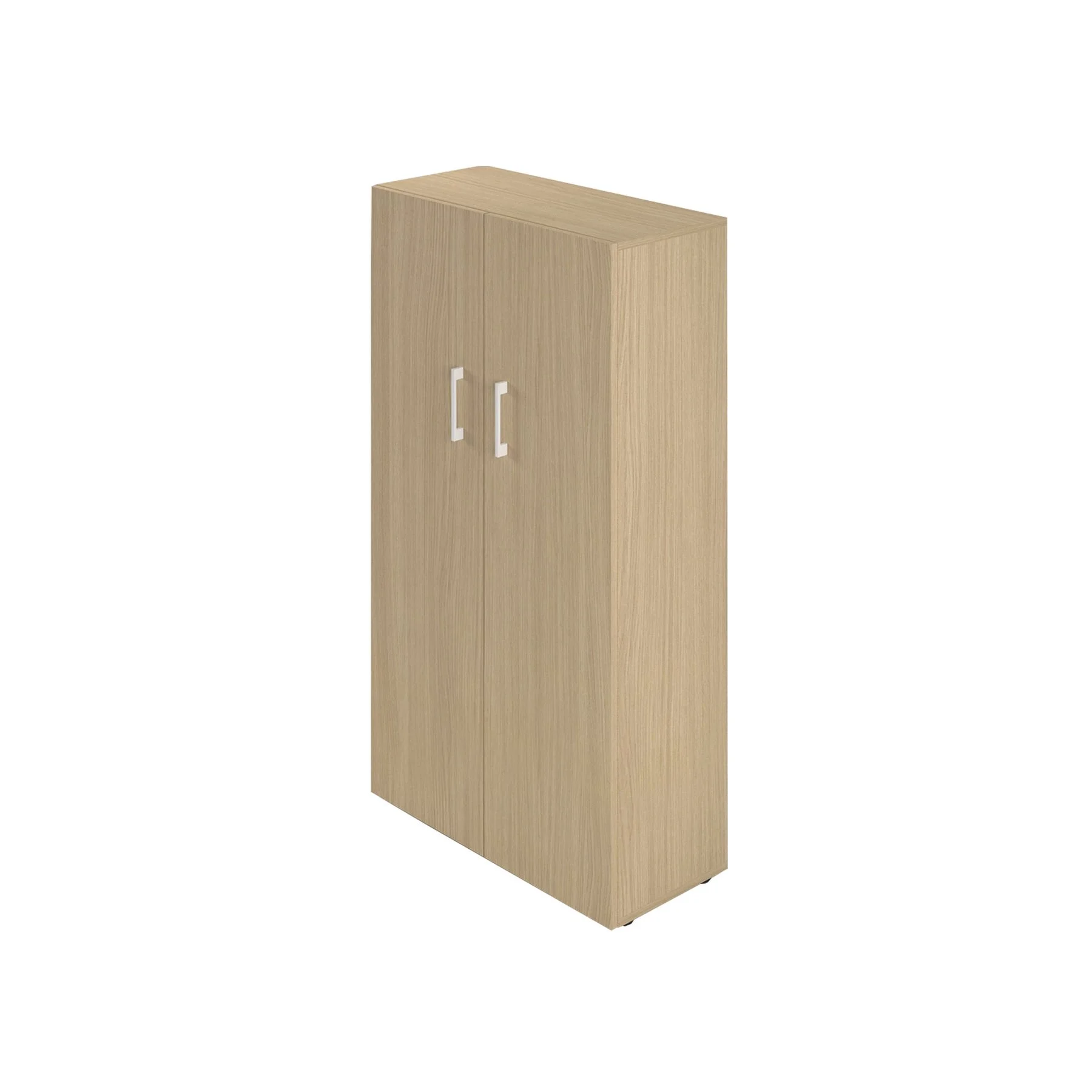 Cabinet Narbutas Nova Basic, 800 x 360 x 1444 mm, particleboard, melamine bleached oak, white handle
