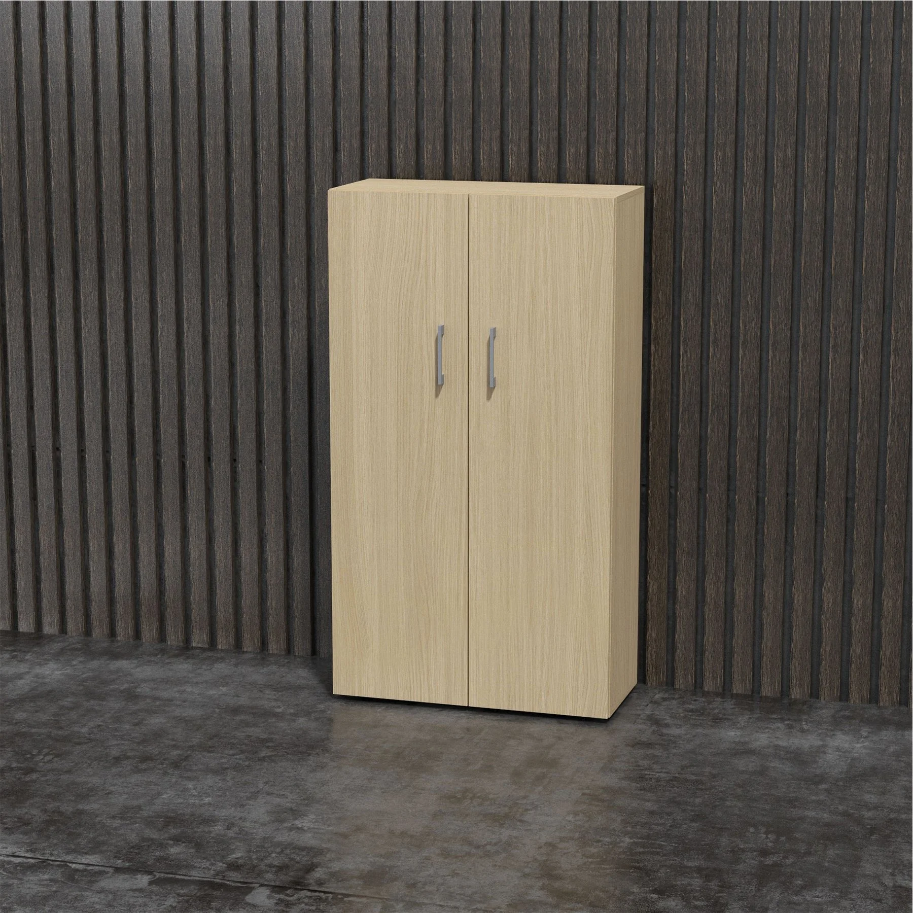 Shelf Narbutas Nova Basic, 800 x 360 x 1444 mm, particleboard 18 mm, melamine bleached oak, grey rectangular handle