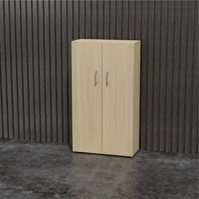 Shelf Narbutas Nova Basic, 800 x 360 x 1444 mm, particleboard 18 mm, melamine bleached oak, grey rectangular handle
