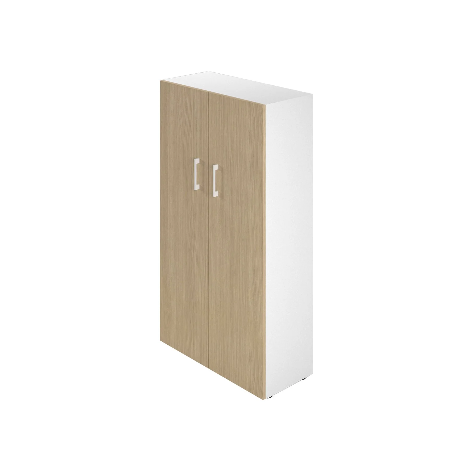 Cabinet Narbutas Nova Basic, 800 x 360 x 1444 mm, particleboard, melamine bleached oak, white metal, white handle