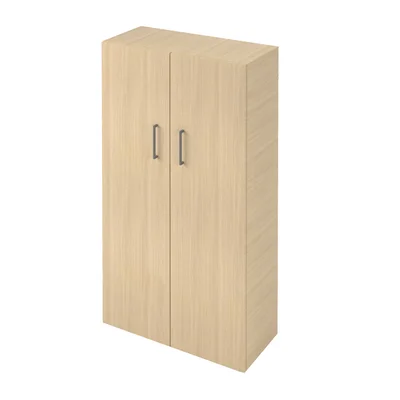 Narbutas Nova Basic Shelving Unit, 800 x 360 x 1444 mm, Bleached Oak Melamine, Grey Rectangular Handle